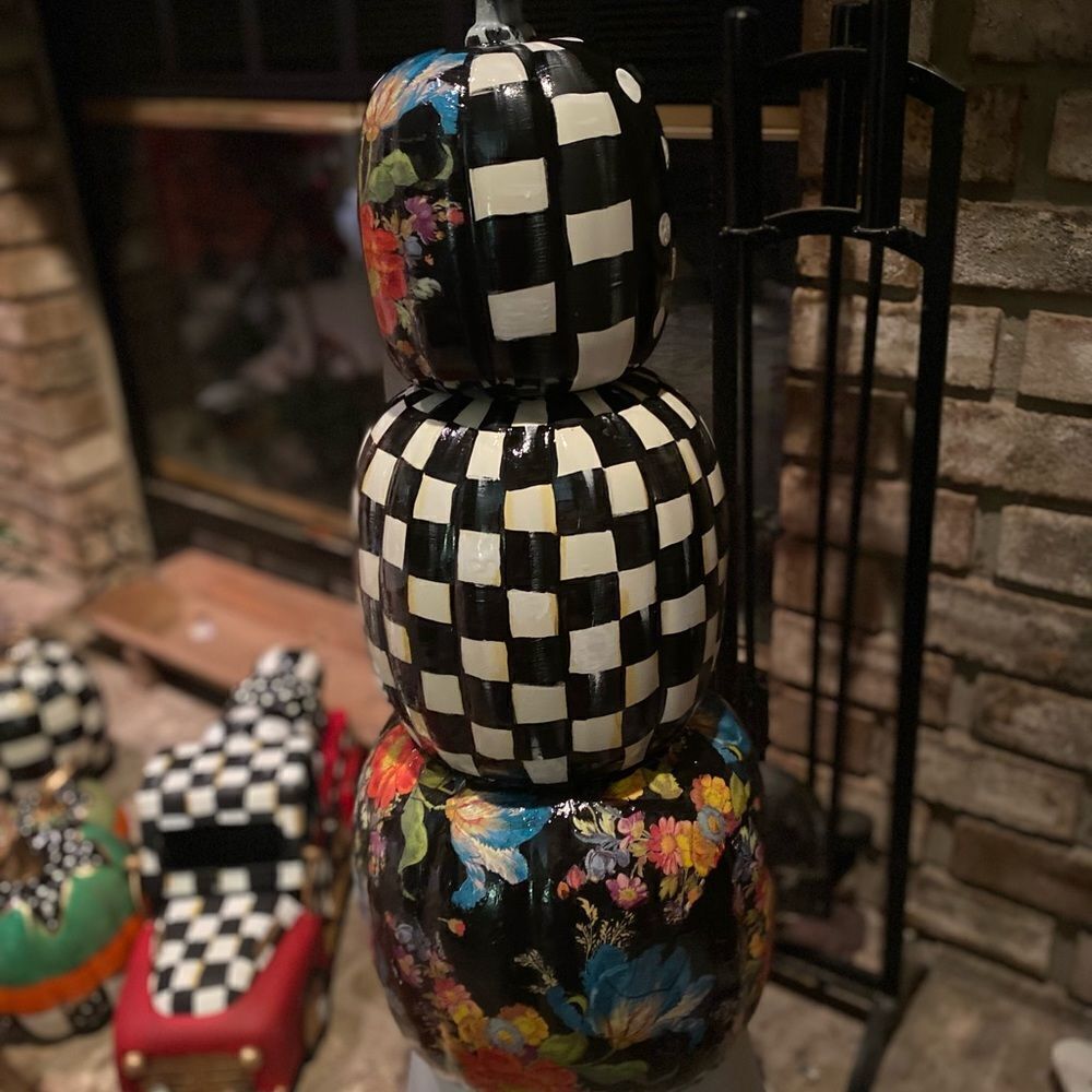- Designer inspired Hand Painted Pumpkin Stack - Picture 6 of 6